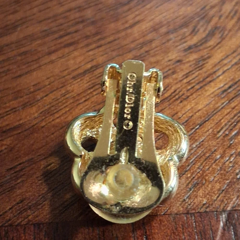 Gold Flower Stud Earrings - Picture 6 of 7